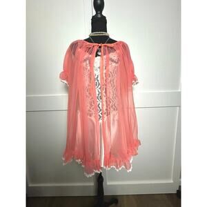 1960s Union Made Flamingo Pink Bed Jacket Mini Dress Mod Babydoll L